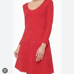 Kate Spade Scallop Ponte Fit & Flare Red Dress Size 2 MSRP $228